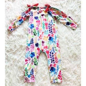 Like New Penelope Plumm 🍑 Puff & Dark Orange Floral Knot Playsuit 2T | Adorable